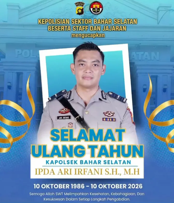 Kanit Binmas Aipda Hairudin berikan Ucapan Selamat Ulan Tahun Kapolsek Bahar Selatan ke 40 