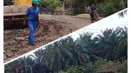Tampak Pihak PT Sgn yang tersebar ke medsos melakukan perbaikan jalan desa Bungo Antoi