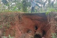 Tampak jalan Poros Desa Rejo Sari rusak Parah / foto Saipan - Transatu