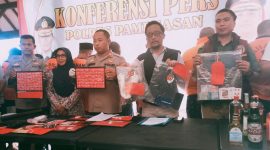 Konferensi pers hasil operasi Pekat Semeru 2025 di Joglo Jokotarub Polres Pamekasan, Rabu (12/3/2025).