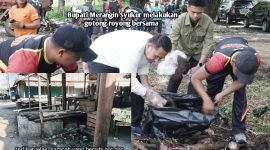 Bupati Merangin Syukur sibuk melakukan gorong bersama, kondisi drainase Simpang empat Pasar Rantau Panjang Tabir terlihat sampah dan Tanah menutupi drainase/ Foto Saipan Petir Transatu.id