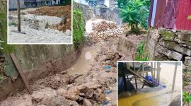 Kegiatan penimbunan sungai di desa Waru Barat mengakibatkan banjir.