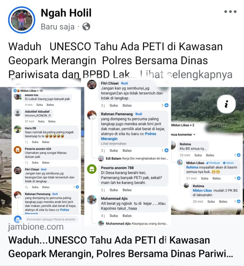Polres Merangin Bersama Dinas Pariwisata dan BPBD Tindak PETI di Kawasan Geopark Merangin
