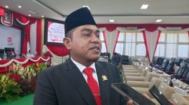Ketua DPRD Pamekasan, Ali Masykur saat dimintai keterangan usai mengikuti pidato kenegaraan Presiden RI di Ruang Sidang DPRD Setempat, Jum'at (15/08/2025)
