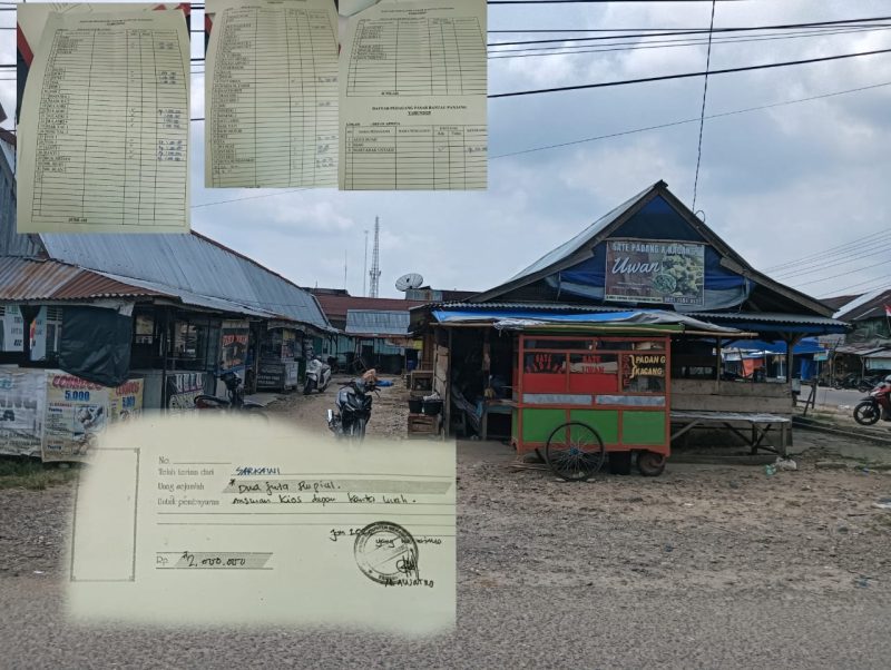Tampak foto keberadaan kios pasar rantau panjang didepan kantor Lurah pasar