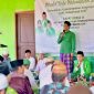 Ketua DPC PPP Pamekasan, Wazirul Jihad, memberikan sambutan acara peringatan Maulid Nabi Muhammad SAW dan rapat kerja II di Aula setempat, Minggu (14/9/2025).