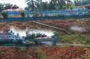 Tampak tumpukan tanah proyek nasional depan SMP 2 negeri Merangin 