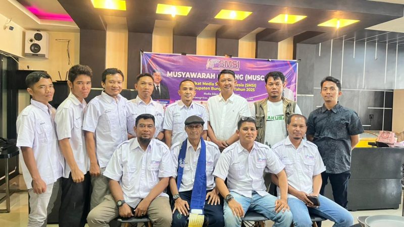 Ketua SMSI Kabupaten Bungo Terpilih Raden Beny Hidayat beserta jajaran.(ARD)