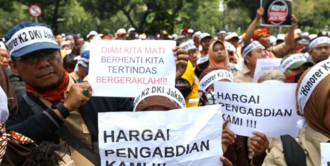 Foto ilustrasi honorer gelar aksi demo 