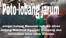 Tampak foto Tembang Lobang Jarum dan sekitar Sungai Batang Masumai berjejer Dompeng Rakit tidak disentuh penegak hukum 