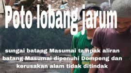 Tampak foto Tembang Lobang Jarum dan sekitar Sungai Batang Masumai berjejer Dompeng Rakit tidak disentuh penegak hukum 