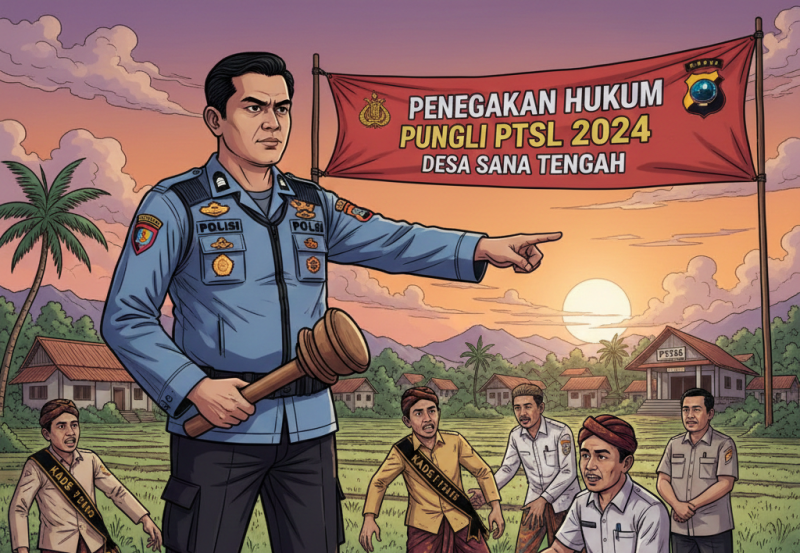 Ilustrasi penegakan hukum dugaan Pungli PTSL 2024 Desa Sana Tengah.