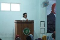 Pengasuh Ponpes Sumber Bungur, RK. Abdullah Ahmad Madani, saat sambutan dalam kegiatan sosialisasi Empat Pilar Kebangsaan yang digelar di lingkungan Pesantren Sumber Bungur
