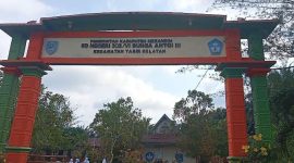Tampak Poto gerbang sekolah SD 302/VI Bungo antoi Tabir Selatan 