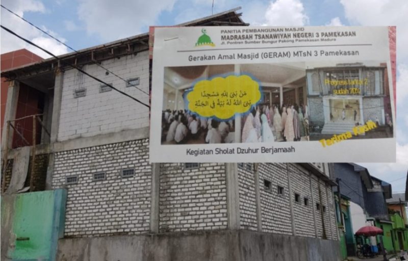 Musholla yang dijadikan modal untuk galang dana masjid di MTsN 3 Pamekasan