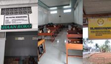 Kolase foto yang menunjukkan dua Pabrik Rokok di Lenteng, Sumenep, Terlihat papan nama PR Putri Dinadiana dan PR Air Bening Jaya