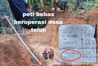 Tampak alat berat jenis excavator dan berapa Dompeng tetap melakukan aktivitas tambang emas ilegal desa telun