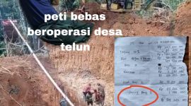 Tampak alat berat jenis excavator dan berapa Dompeng tetap melakukan aktivitas tambang emas ilegal desa telun