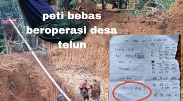 Tampak alat berat jenis excavator dan berapa Dompeng tetap melakukan aktivitas tambang emas ilegal desa telun