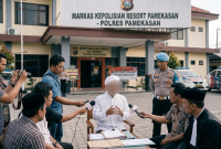 Ilustrasi lora MS memberikan klarifikasi suatu perkara di Polres Pamekasan.