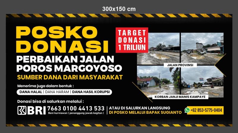 Donasi untuk perbaikan jalan Margoyoso 