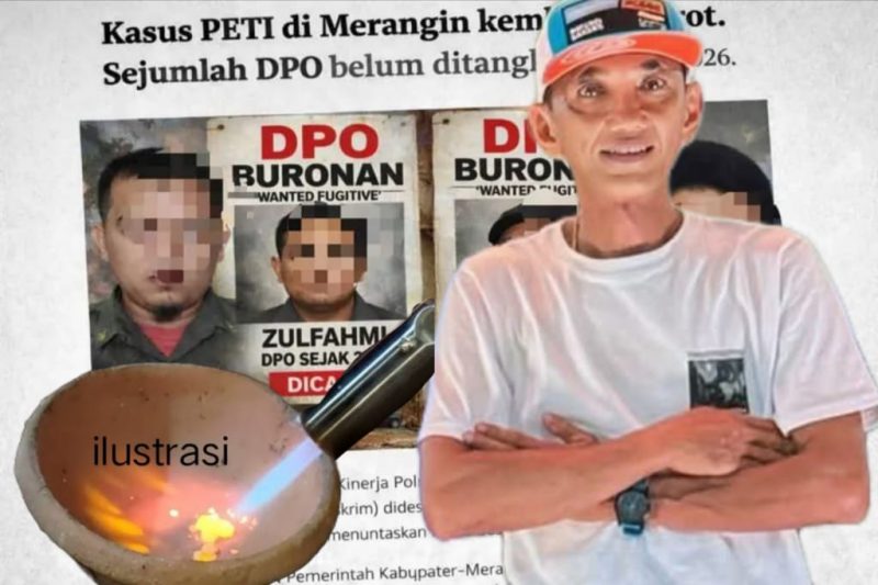 Foto kordinator F-BPM Merangin dan berapa DPO dan ilustrasi Penadah Emas