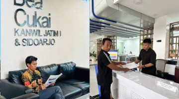 Aktivis Famas-Mahardika menyerahkan surat aksi demo ke Kanwil Bea Cukai Jatim, kamis (23/4/2026).