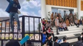 Aksi demonstrasi PMII depan kantor bupati Merangin 